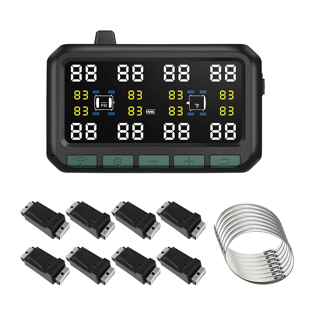 TPMS Tire Pressure Monitoring System 8 Wheel RV Truck Trailer Sensor for Bus and Truck
TPMS Tire Pressure Monitoring System 8 Wheel RV Truck Trailer Sensor for Bus and Truck