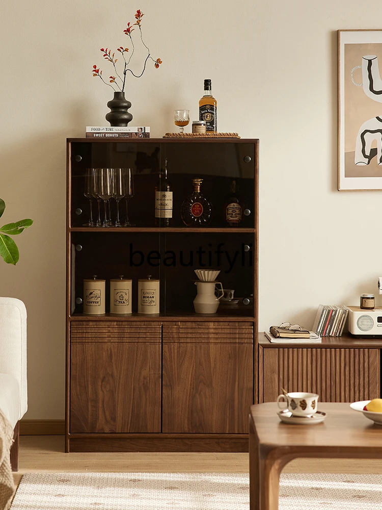 North American black walnut, Nordic simple glass display cabinet, home living room storage locker
North American black walnut, Nordic simple glass display cabinet, home living room storage locker