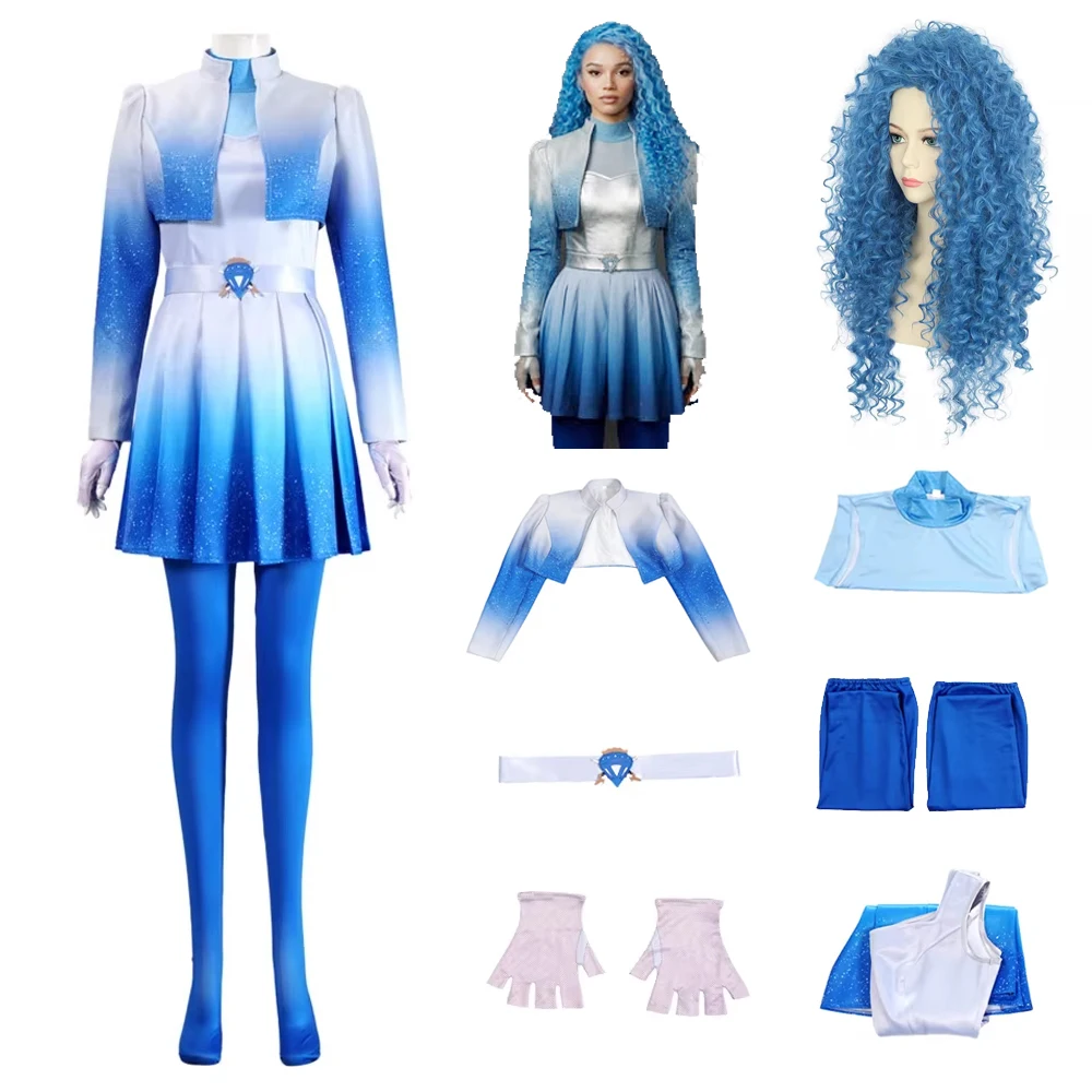 Descendants: Wicked Wonderland Chloe Charming Cosplay Costume Descendants 5 Blue Dress with Wig Jacket Gloves and Tights for Wom
Descendants: Wicked Wonderland Chloe Charming Cosplay Costume Descendants 5 Blue Dress with Wig Jacket Gloves and Tights for Wom