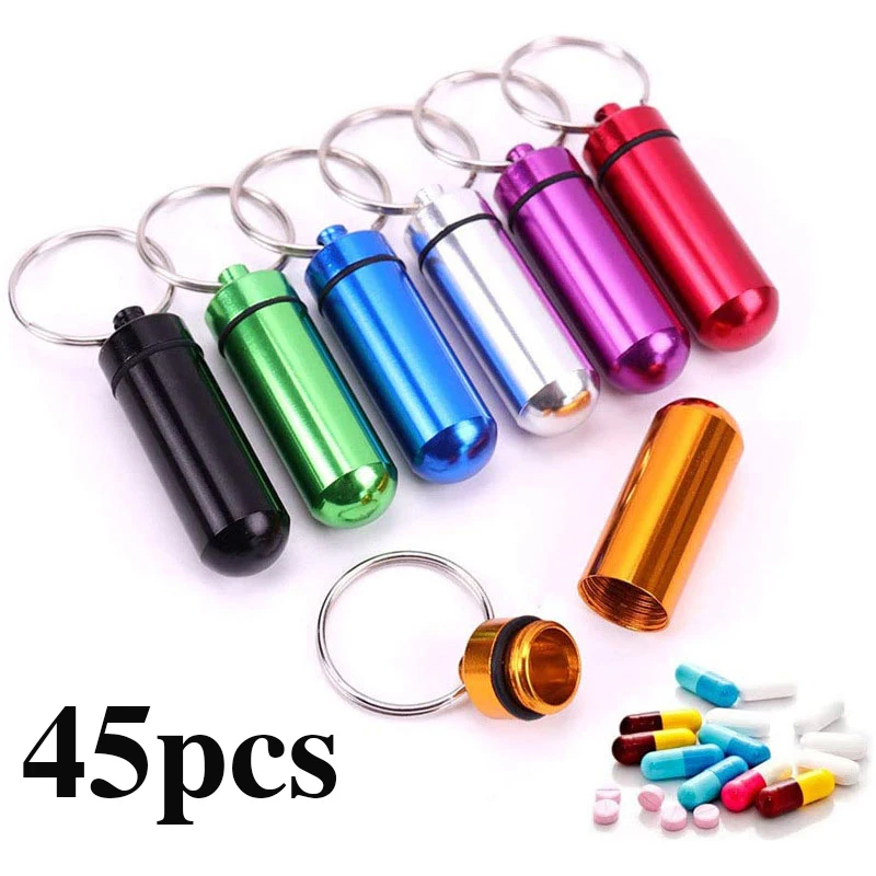 45Pcs Pillbox Keychain Pill Box WaterProof Aluminum Pill Cases Bottle Holder Container For Medicines
45Pcs Pillbox Keychain Pill Box WaterProof Aluminum Pill Cases Bottle Holder Container For Medicines
