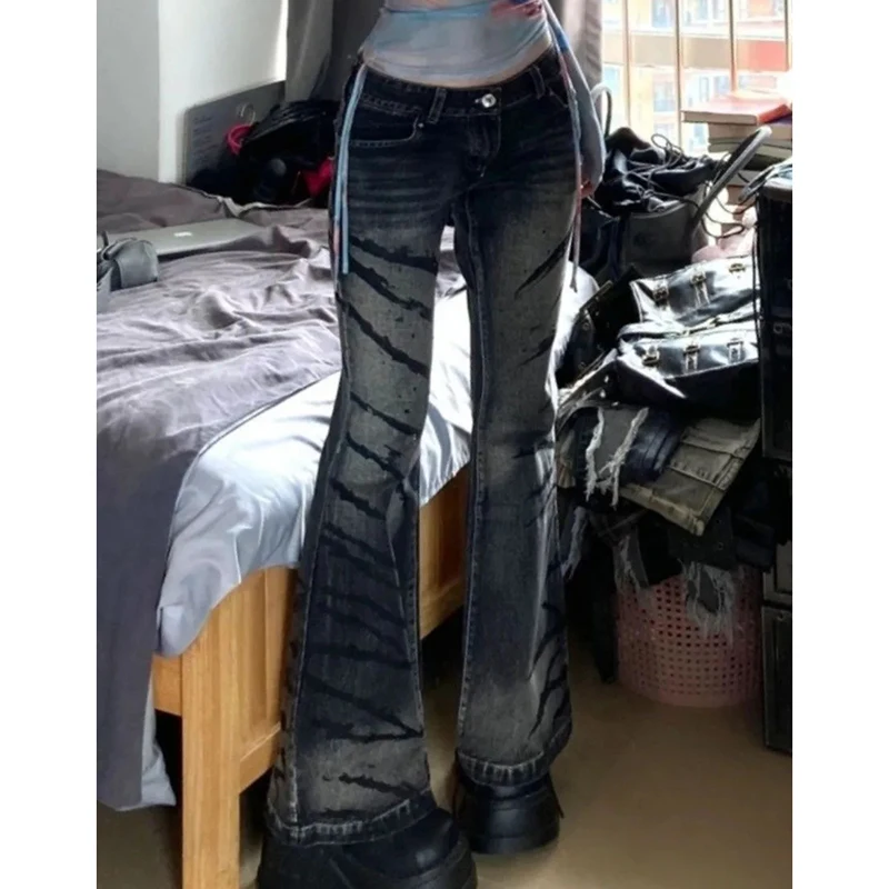 American Vintage Razorflare Jeans Women Low Rise Harajuku Y2K Flare Demin Pants Slim Black Industrial Gothic Punk Trousres
American Vintage Razorflare Jeans Women Low Rise Harajuku Y2K Flare Demin Pants Slim Black Industrial Gothic Punk Trousres