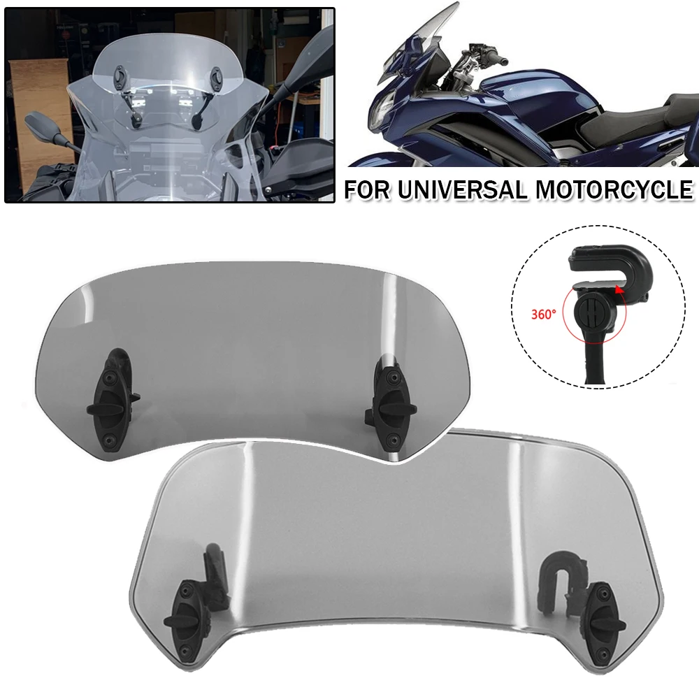 Motorcycle Universal Windshield Clamp-On Variable Windscreen Spoiler Extension For BMW F800GS G310 GS R F900 XR For FJR1300 NMAX
Motorcycle Universal Windshield Clamp-On Variable Windscreen Spoiler Extension For BMW F800GS G310 GS R F900 XR For FJR1300 NMAX