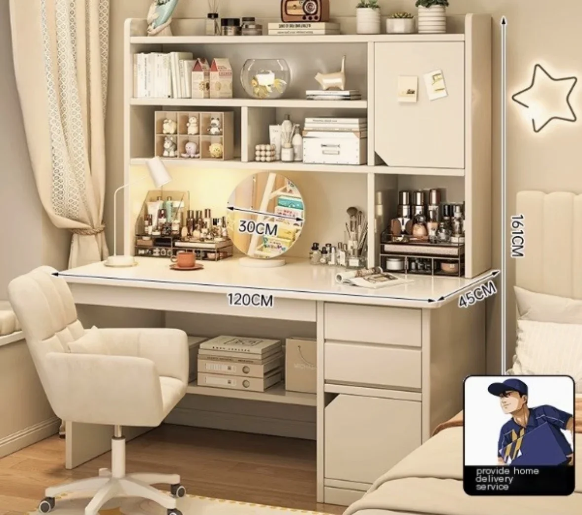 New Style Simple Bedroom Bedside Computer Desk Desk with Bookshelf Storage Cabinet
New Style Simple Bedroom Bedside Computer Desk Desk with Bookshelf Storage Cabinet