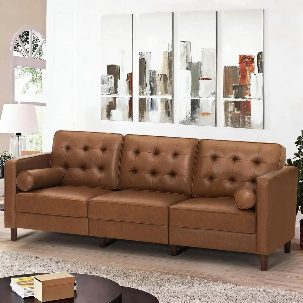 Inches Modern Faux Leather 3Seat Sofa w 2 Bolster Pillows amp Tufted Backrest, MidCentury Couch, Premium 3 Seaters Sofa for Liv
Inches Modern Faux Leather 3Seat Sofa w 2 Bolster Pillows amp Tufted Backrest, MidCentury Couch, Premium 3 Seaters Sofa for Liv