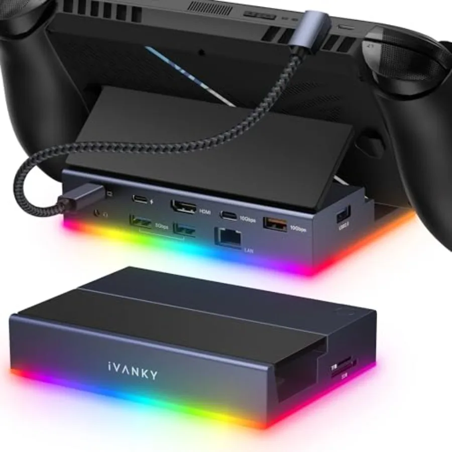 14-in-1 RGB Docking Station for ROG Xbox Ally X 2025 /Steam Deck OLED/Lenovo Legion GoS 4K@120Hz Foldable Dock with HDMI Gigabi
14-in-1 RGB Docking Station for ROG Xbox Ally X 2025 /Steam Deck OLED/Lenovo Legion GoS 4K@120Hz Foldable Dock with HDMI Gigabi
