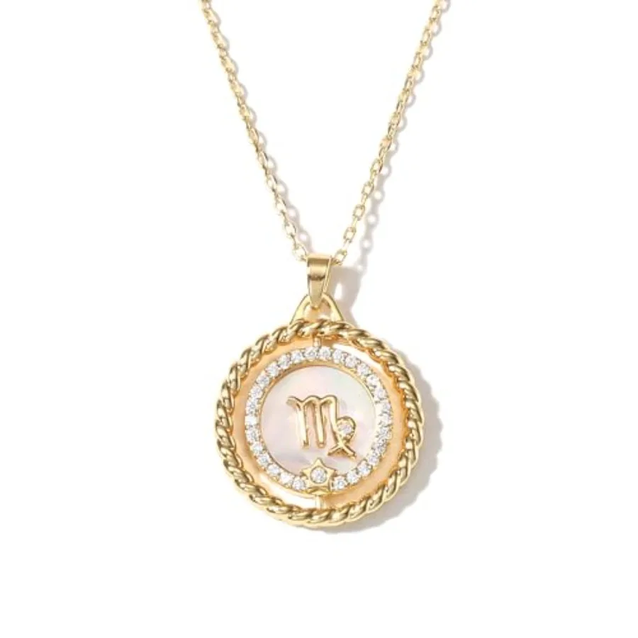 SELENICHAST 14K Gold Dainty Zodiac Necklace for Women, Gold Plated Rotatable 12 Constellation Astrology Necklaces Birthday Jewe
SELENICHAST 14K Gold Dainty Zodiac Necklace for Women, Gold Plated Rotatable 12 Constellation Astrology Necklaces Birthday Jewe