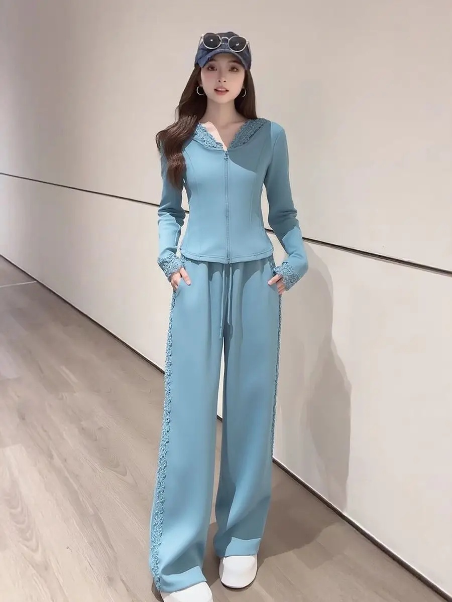 Casual Sportswear Set for Women Spring 2026 New Fashionable Lace Splicing Hoodie Two-Piece Set Polyester Fiber Workwear
Casual Sportswear Set for Women Spring 2026 New Fashionable Lace Splicing Hoodie Two-Piece Set Polyester Fiber Workwear