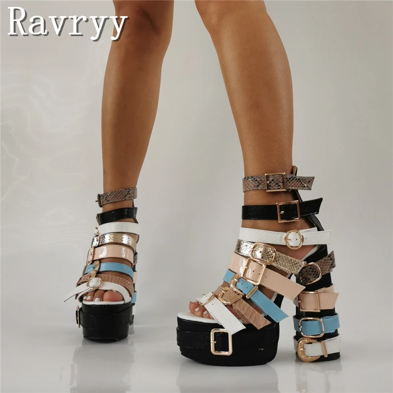 Women Summer New Platform High Heel Sandals Peep Toe Colorful Belt Buckle Punk Style Roman Sandals Fashion Runway Show Shoes
Women Summer New Platform High Heel Sandals Peep Toe Colorful Belt Buckle Punk Style Roman Sandals Fashion Runway Show Shoes