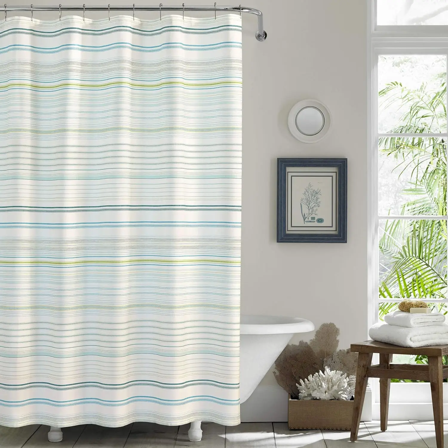 Striped Fabric Shower Curtain 72x72, 100% Cotton with Reinforced Holes for Bathroom Decor
Striped Fabric Shower Curtain 72x72, 100% Cotton with Reinforced Holes for Bathroom Decor