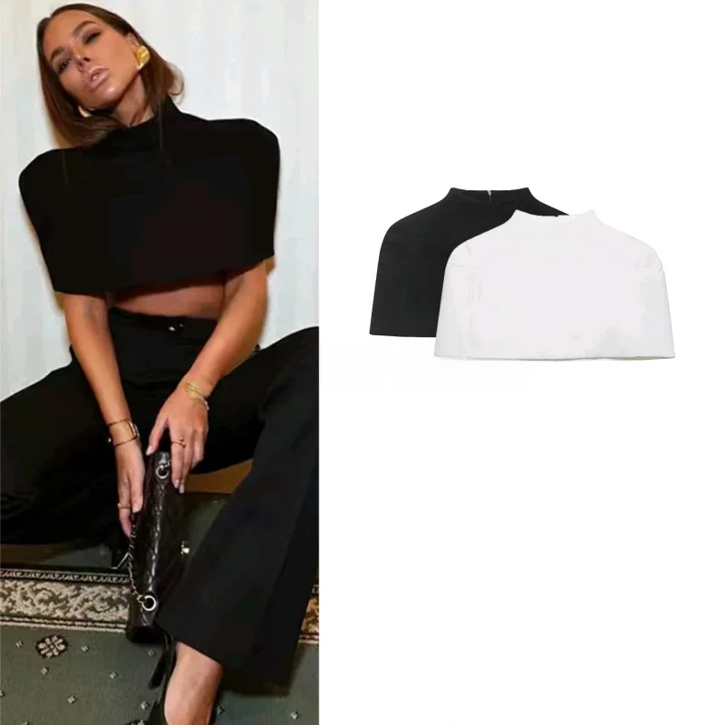 Spring New Arrival Women's Casual Style Versatile Short Half High Collar Zipper Shoulder Wrap Top Korean Style Polyester Fiber
Spring New Arrival Women's Casual Style Versatile Short Half High Collar Zipper Shoulder Wrap Top Korean Style Polyester Fiber