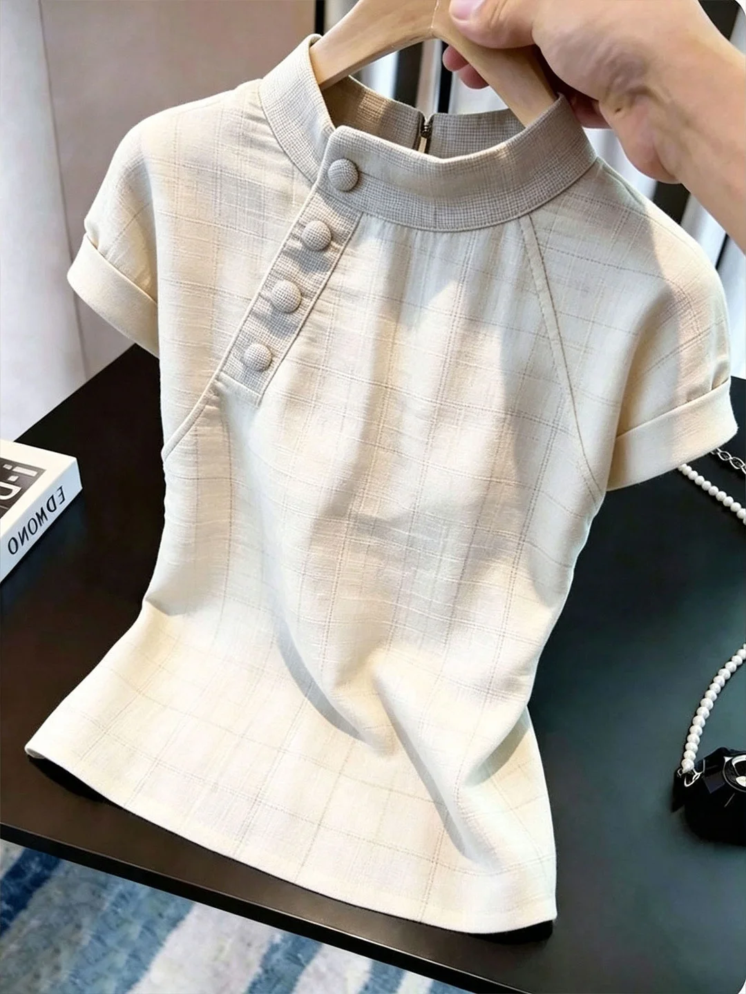 Fashionable Short Sleeve Shirt Women's Stylish Versatile Commute Korean Style Straight Cut Silk Top Summer 2026 New Design
Fashionable Short Sleeve Shirt Women's Stylish Versatile Commute Korean Style Straight Cut Silk Top Summer 2026 New Design