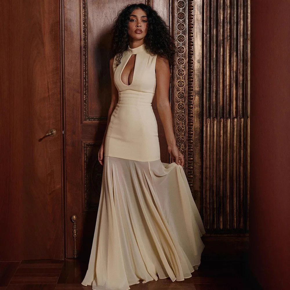 Women Sleeveless Maxi Dress Mesh Panel-Seamed Bodycon Skirt with French-Style Tailoring
Women Sleeveless Maxi Dress Mesh Panel-Seamed Bodycon Skirt with French-Style Tailoring