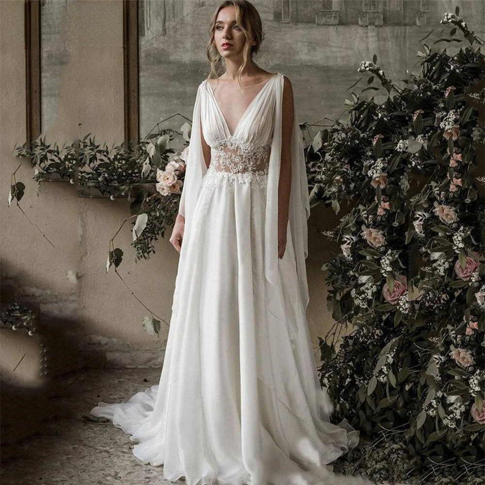 Elegant Vintage Chiffon Appliques Boho Chic Beach Wedding Dresses Backless A-line Bohemian Bridal Gowns Bride Vestidos De Novia
Elegant Vintage Chiffon Appliques Boho Chic Beach Wedding Dresses Backless A-line Bohemian Bridal Gowns Bride Vestidos De Novia