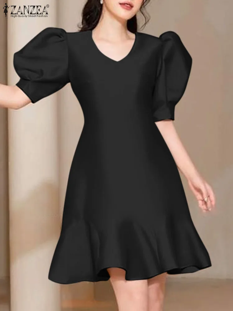 ZANZEA Summer Half Puff Sleeve Mermaid Dresses Women Party Mini Fishtail Dress Elegant Collect Waist Robe A-line Evening Dress
ZANZEA Summer Half Puff Sleeve Mermaid Dresses Women Party Mini Fishtail Dress Elegant Collect Waist Robe A-line Evening Dress