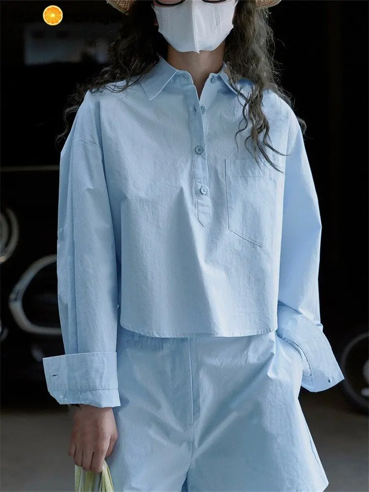 HanOrange 2026 Summer New Simple Pure Cotton Sunscreen Shirt Women Comfortable Casual Single Breasted Top Female Blue
HanOrange 2026 Summer New Simple Pure Cotton Sunscreen Shirt Women Comfortable Casual Single Breasted Top Female Blue