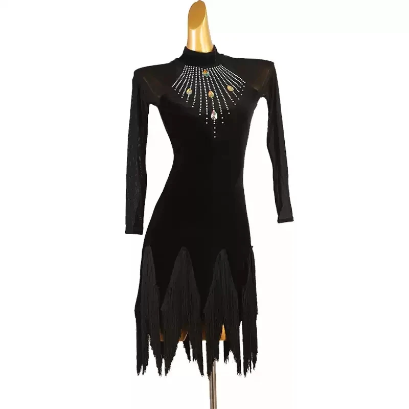 Black Latin Dance Dress Ballroom Clothes Competition Costume Girls Large Size Women Evening Sport Suit Performance Practice Wear
Black Latin Dance Dress Ballroom Clothes Competition Costume Girls Large Size Women Evening Sport Suit Performance Practice Wear