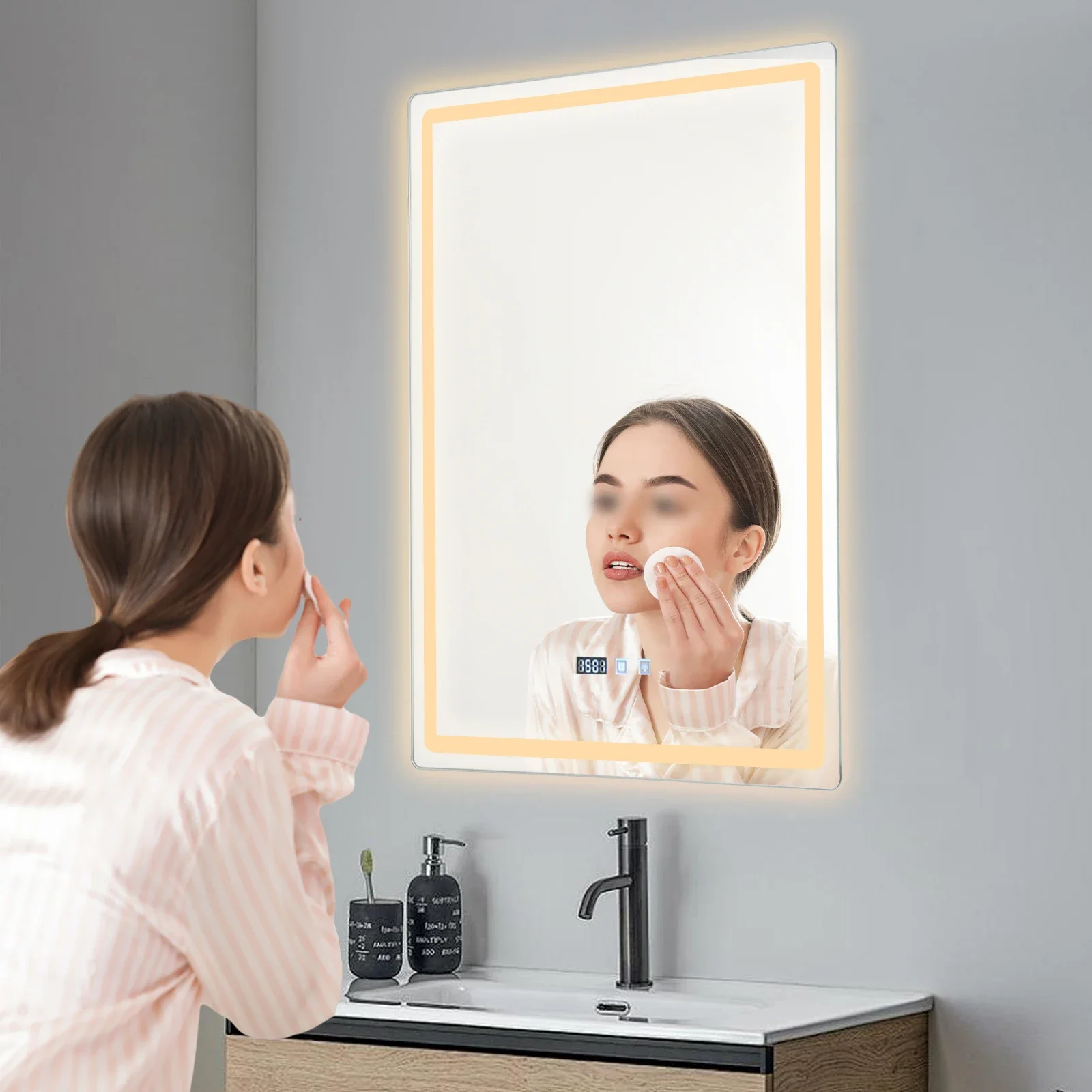 LED Bathroom Mirror Anti-Fog Bathroom Mirror, Wall Mounted Lighted Vanity Mirrors for Wall with 3 Colors Dimmable, Touch Switch
LED Bathroom Mirror Anti-Fog Bathroom Mirror, Wall Mounted Lighted Vanity Mirrors for Wall with 3 Colors Dimmable, Touch Switch