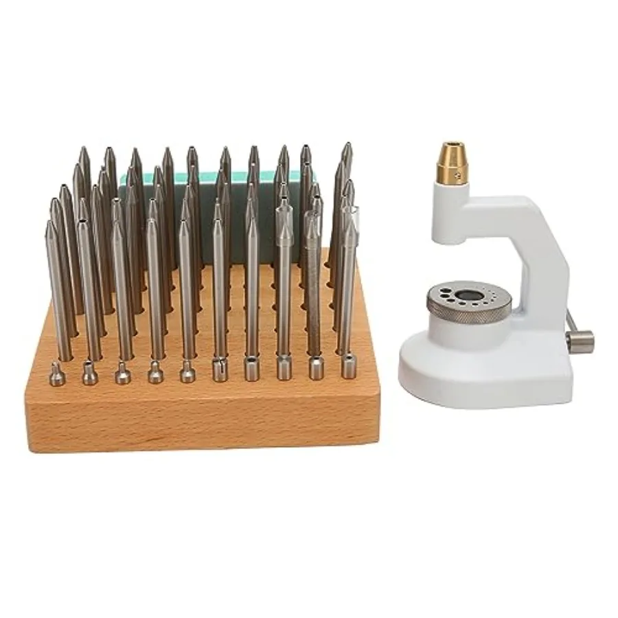 Watch Repair Staking Tool Press Set, Watchmaker Jewelling Punching Kit with 50 Punches 10 Stakes for Watchmaker Riveting Work
Watch Repair Staking Tool Press Set, Watchmaker Jewelling Punching Kit with 50 Punches 10 Stakes for Watchmaker Riveting Work