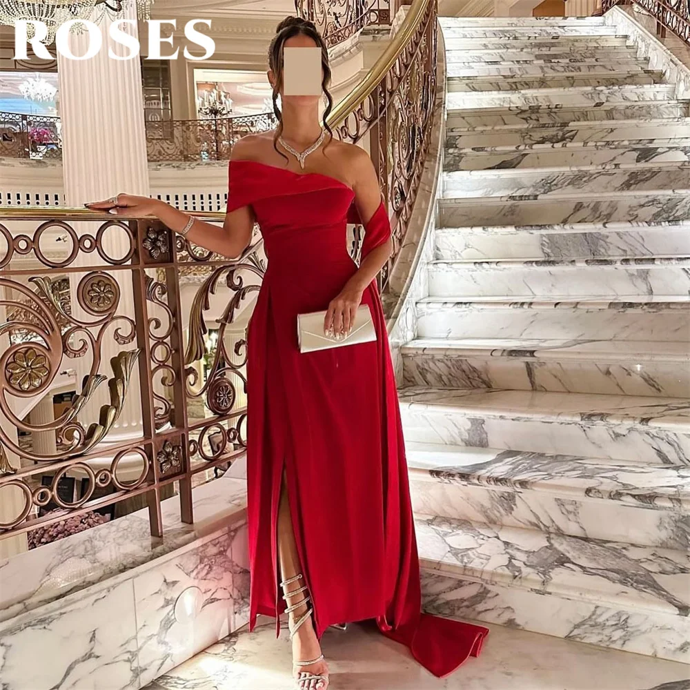 ROSES Red Stain Party Dress Off the Shoulder Night Prom Dress Simple Pleats Saudi Arabia Split Celebrity Dress Gown Customized
ROSES Red Stain Party Dress Off the Shoulder Night Prom Dress Simple Pleats Saudi Arabia Split Celebrity Dress Gown Customized