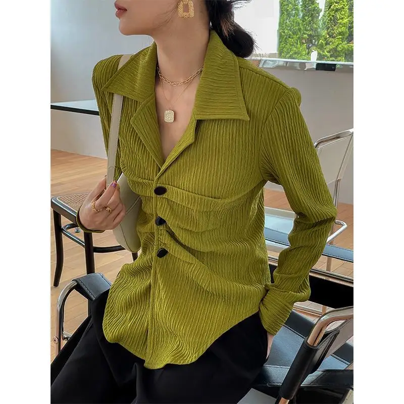 Vintage French Office Lady Elegant Pleated Blouse Y2k Harajuku V Neck Long Sleeve High Street Clothes Simple High End Tops
Vintage French Office Lady Elegant Pleated Blouse Y2k Harajuku V Neck Long Sleeve High Street Clothes Simple High End Tops