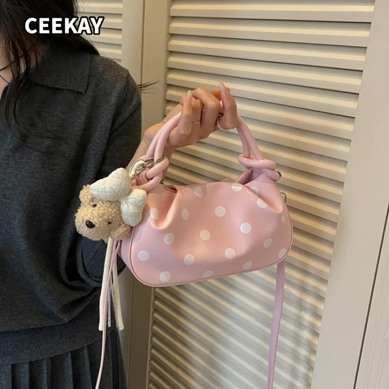 CEEKAY Trendy Dot Crossbody Handbag for Women Soft PU Leather with Bear Pendant and Tassel Shoulder Bag for Daily Travel
CEEKAY Trendy Dot Crossbody Handbag for Women Soft PU Leather with Bear Pendant and Tassel Shoulder Bag for Daily Travel