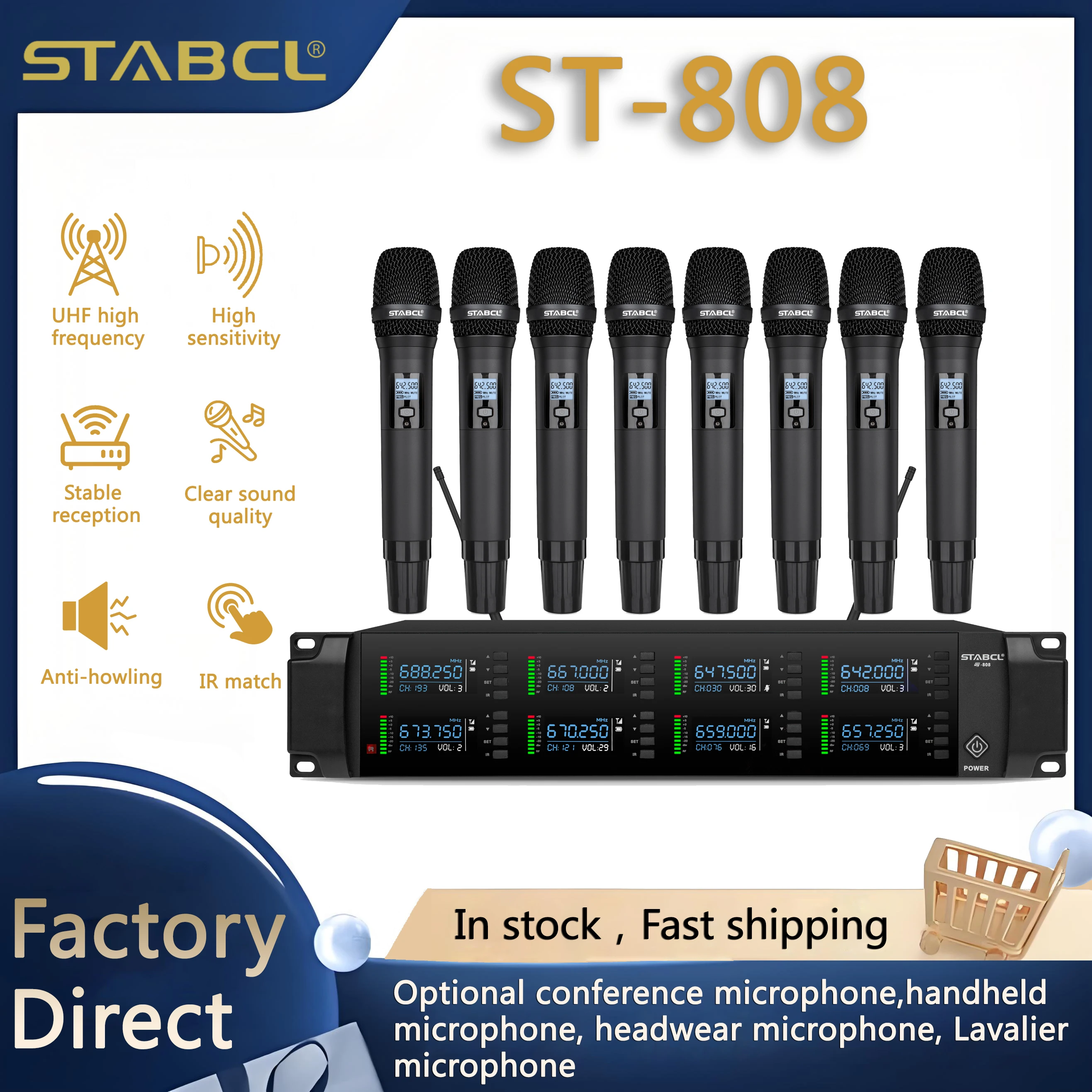 ST-808 Профессиональная Беспроводная микрофонная система UHF, 8-канальный ручной микрофон, подходит для выступлений на сцене церкви
ST-808 Профессиональная Беспроводная микрофонная система UHF, 8-канальный ручной микрофон, подходит для выступлений на сцене церкви