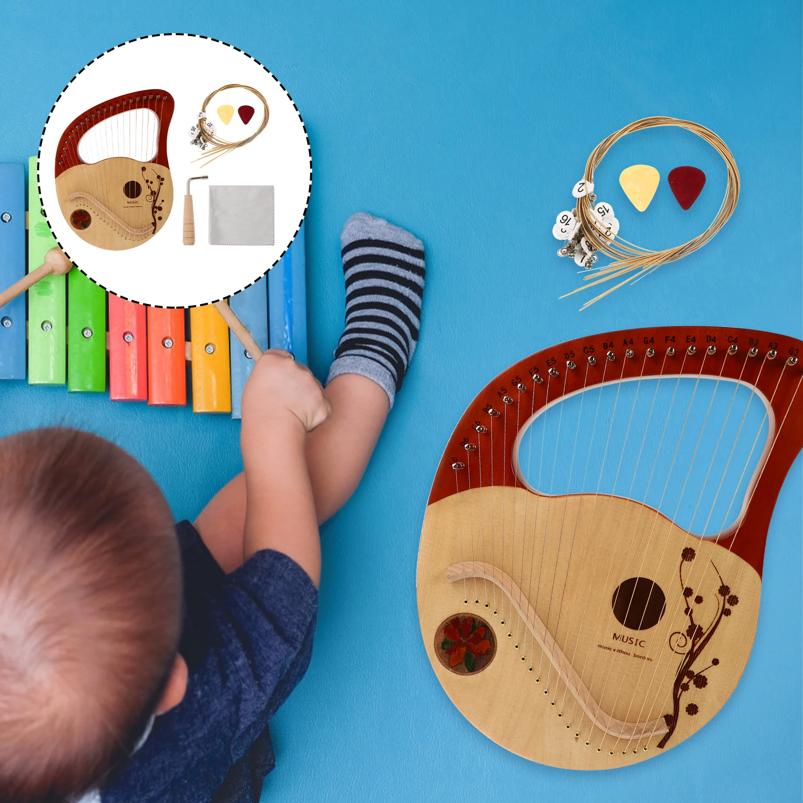 1 set 1 Set Portable 21 String Solid Wood Harp Durable Retro Wooden Lyre Metal Strings Tuning Rod Ancient Style Handheld String
1 set 1 Set Portable 21 String Solid Wood Harp Durable Retro Wooden Lyre Metal Strings Tuning Rod Ancient Style Handheld String