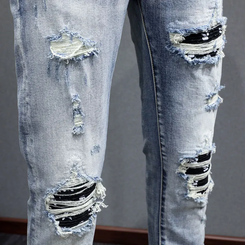 Y2K American designer fashion new men's jeans stretch slim fit patchwork washed blue jeans high street hip-hop brand pa
Y2K American designer fashion new men's jeans stretch slim fit patchwork washed blue jeans high street hip-hop brand pa