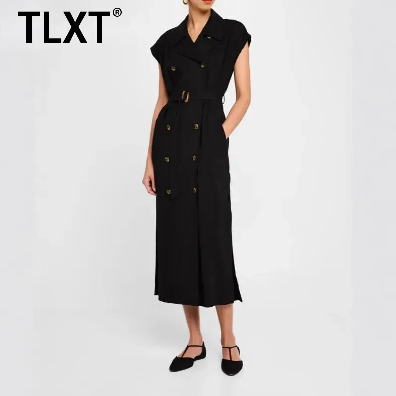 TLXT Элегантная женская двубортная модная шикарная повседневная верхняя одежда с поясом 025, летнее черное платье-жилет без рукавов
TLXT Элегантная женская двубортная модная шикарная повседневная верхняя одежда с поясом 025, летнее черное платье-жилет без рукавов