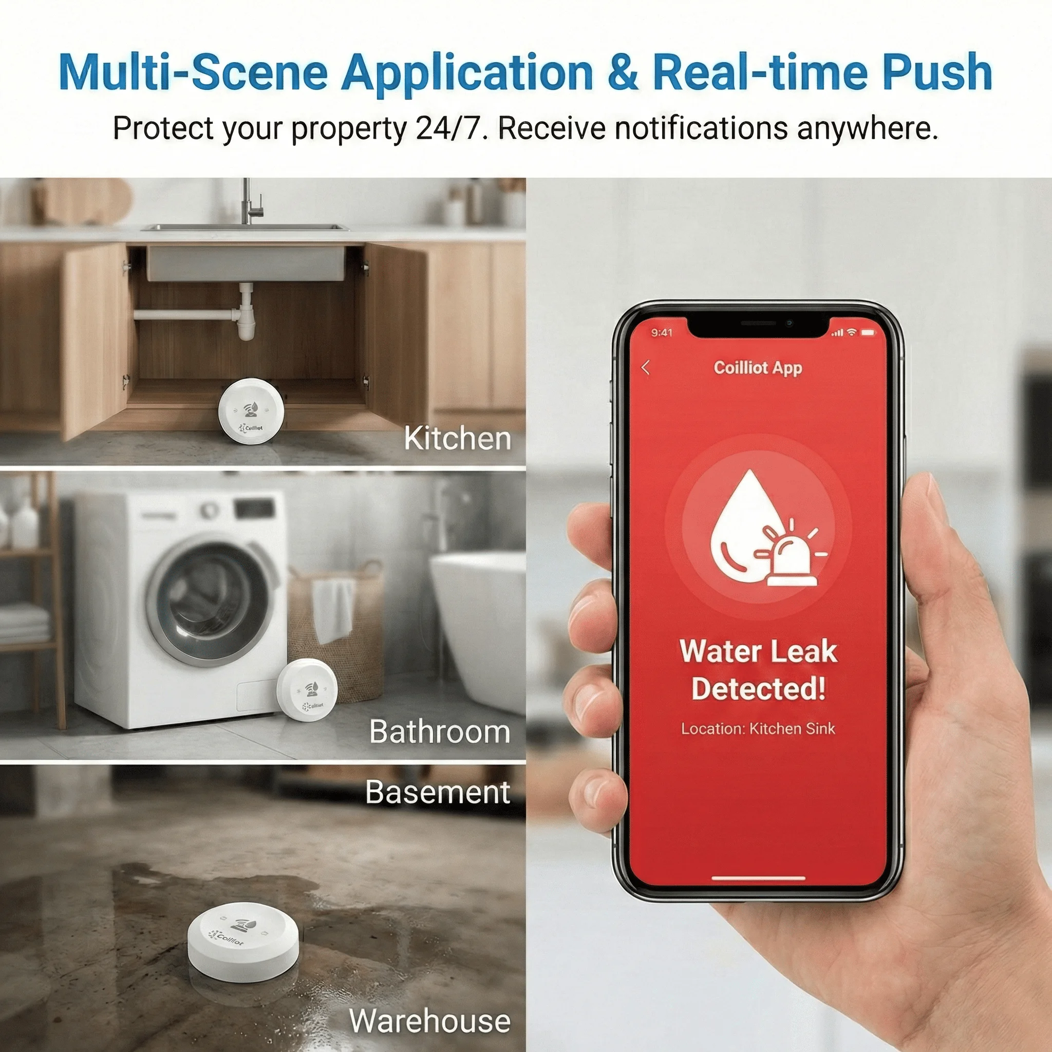 Wi-Fi Water Leak Sensor and Alarm Starter Kit Whole Home System with App Notification 3 Pack Water Flood Leak Detector Sensor
Wi-Fi Water Leak Sensor and Alarm Starter Kit Whole Home System with App Notification 3 Pack Water Flood Leak Detector Sensor