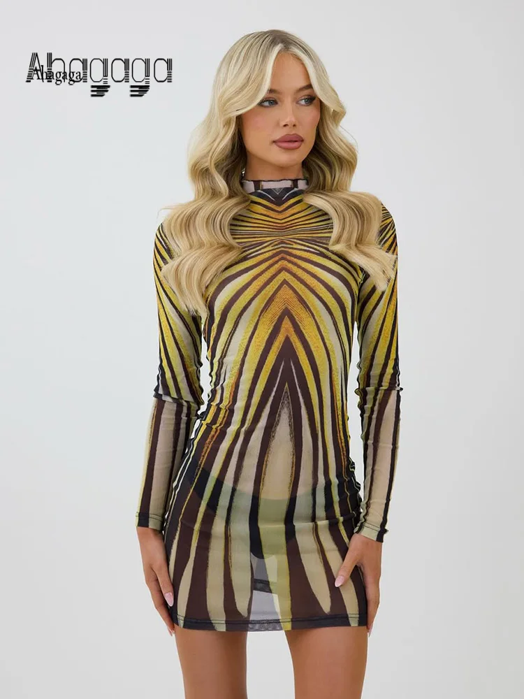 Ahagaga Sexy Club Women's Mini Dresses Print Turtleneck Regular Long Sleeves Sheath Sheer Slim Fit Causal Streetwear Vestidos
Ahagaga Sexy Club Women's Mini Dresses Print Turtleneck Regular Long Sleeves Sheath Sheer Slim Fit Causal Streetwear Vestidos