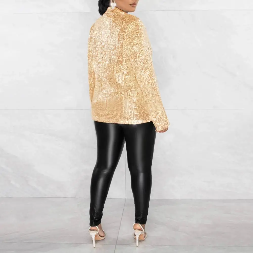 Spring Women Sequined Suit Coat Elegant Lapel Suit Coat with Shiny Sequins Flap Pockets for Women Stylish Single Breasted for A
Spring Women Sequined Suit Coat Elegant Lapel Suit Coat with Shiny Sequins Flap Pockets for Women Stylish Single Breasted for A