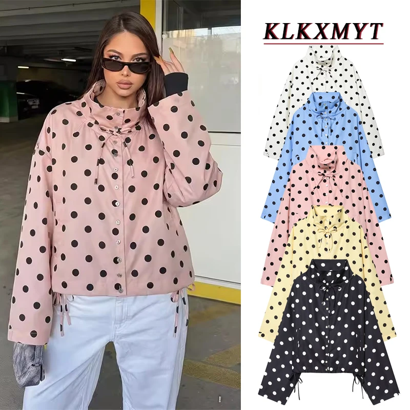 Woman Pink Polka Dot Jacket Fashion Single Breasted High Collar Long Sleeve Short Coat Women Spring Casual High Street Jacket
Woman Pink Polka Dot Jacket Fashion Single Breasted High Collar Long Sleeve Short Coat Women Spring Casual High Street Jacket