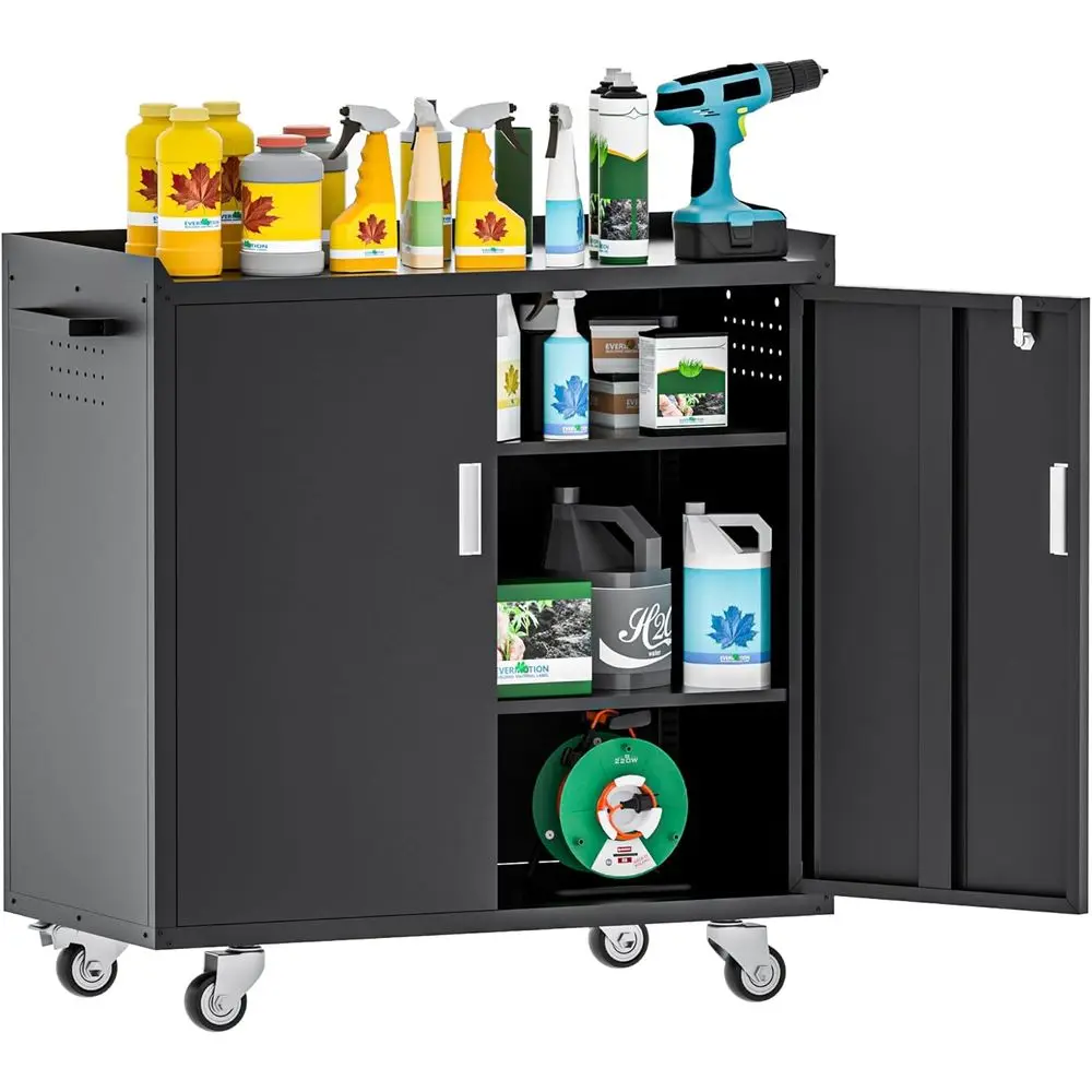 Portable Lockable Metal Storage Cabinet with Wheels and Adjustable Shelves for Garage, Workshop, and Basement
Portable Lockable Metal Storage Cabinet with Wheels and Adjustable Shelves for Garage, Workshop, and Basement