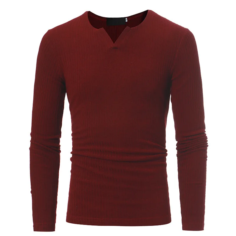 Spring/Summer New Long Sleeved T-shirt for Men's European and American Knitted Slim Men's Long Sleeved Vertical V-neck T-shirt
Spring/Summer New Long Sleeved T-shirt for Men's European and American Knitted Slim Men's Long Sleeved Vertical V-neck T-shirt