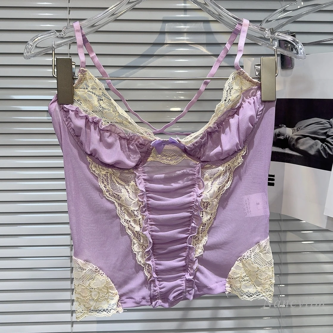 2024 Summer New Sexy Lace Mesh Hollow Color Matching Hot Girl Sling Camisole for Women Corset Top
2024 Summer New Sexy Lace Mesh Hollow Color Matching Hot Girl Sling Camisole for Women Corset Top