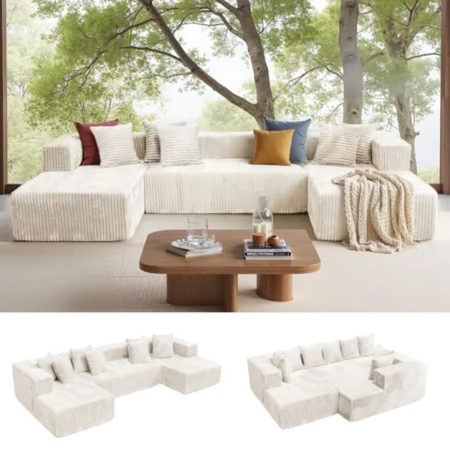 U Shaped Sectional Couches for Livg Room, Modular Boneless Cloud Sofa with 2 Chaise Lounges, 4--1 Flexible Combation Layered Fo
U Shaped Sectional Couches for Livg Room, Modular Boneless Cloud Sofa with 2 Chaise Lounges, 4--1 Flexible Combation Layered Fo