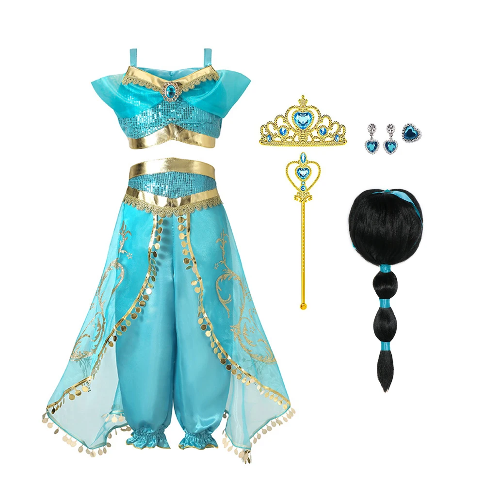 Girls Party Dress Set Arabian Princess Costumes Indian Sequin Dance performance Jasmines Sets Halloween Cos Outfit Elegant Girls
Girls Party Dress Set Arabian Princess Costumes Indian Sequin Dance performance Jasmines Sets Halloween Cos Outfit Elegant Girls