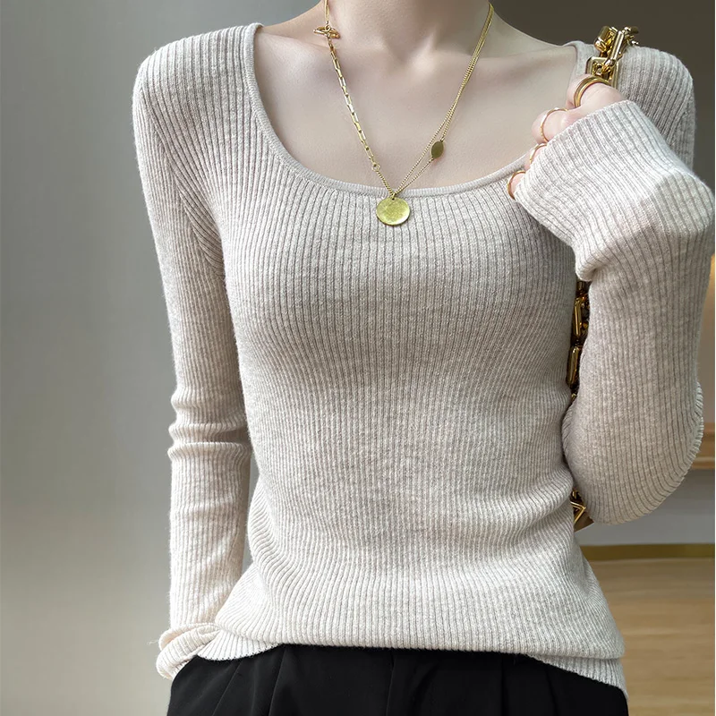 Early Autumn New U-Neck Women's Drawstring Knitted Wool Pullover Fashion Basic Light Skin-Friendly All-Match Solid Color Sweater
Early Autumn New U-Neck Women's Drawstring Knitted Wool Pullover Fashion Basic Light Skin-Friendly All-Match Solid Color Sweater