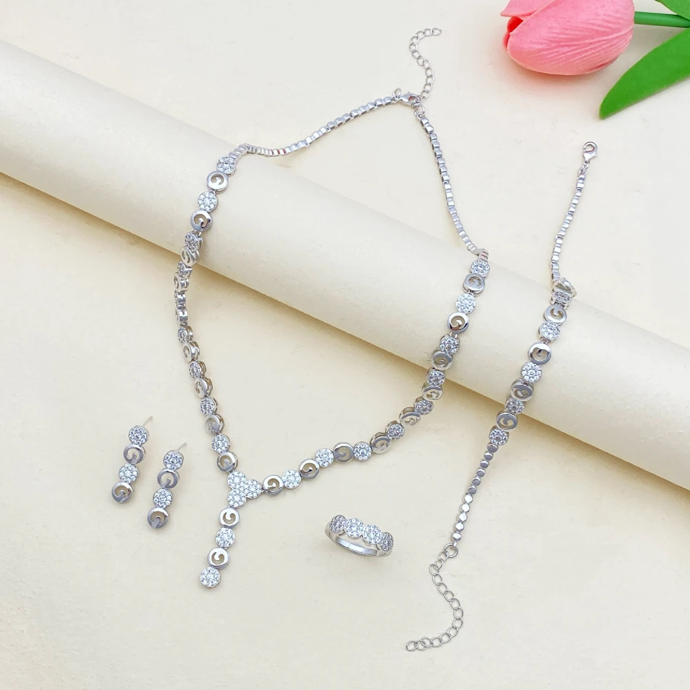 Falair 4Pcs Women's Bridal Jewelry Set Cubic Zirconia Necklace Ring Bracelet Earrings Brass Minimalist Daily Elegant
Falair 4Pcs Women's Bridal Jewelry Set Cubic Zirconia Necklace Ring Bracelet Earrings Brass Minimalist Daily Elegant