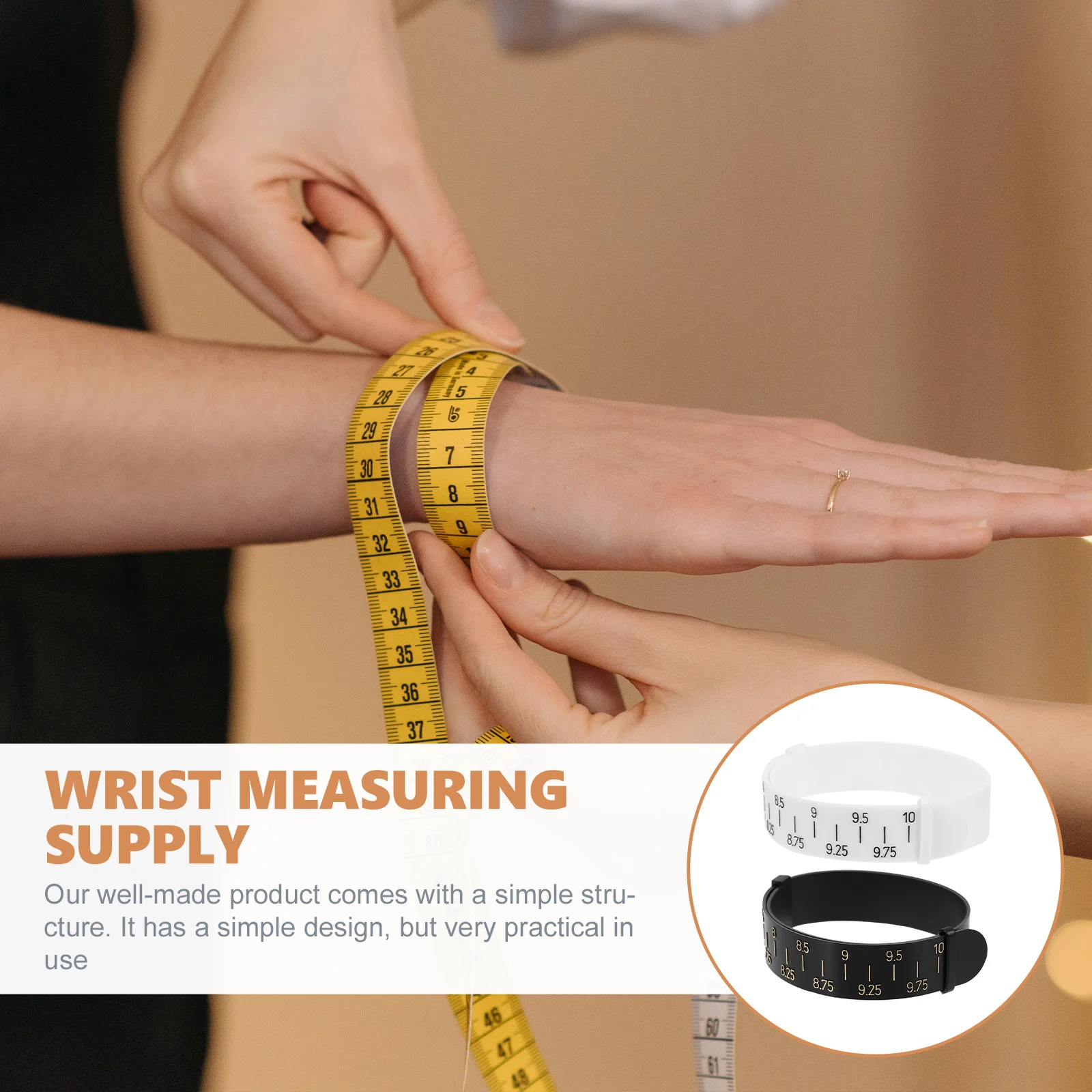 2pcs Wrist Measuring Tool Bracelet Ruler Black White Reusable Durable Smooth Surface Practical Use Gift Friends Family Jewelry
2pcs Wrist Measuring Tool Bracelet Ruler Black White Reusable Durable Smooth Surface Practical Use Gift Friends Family Jewelry
