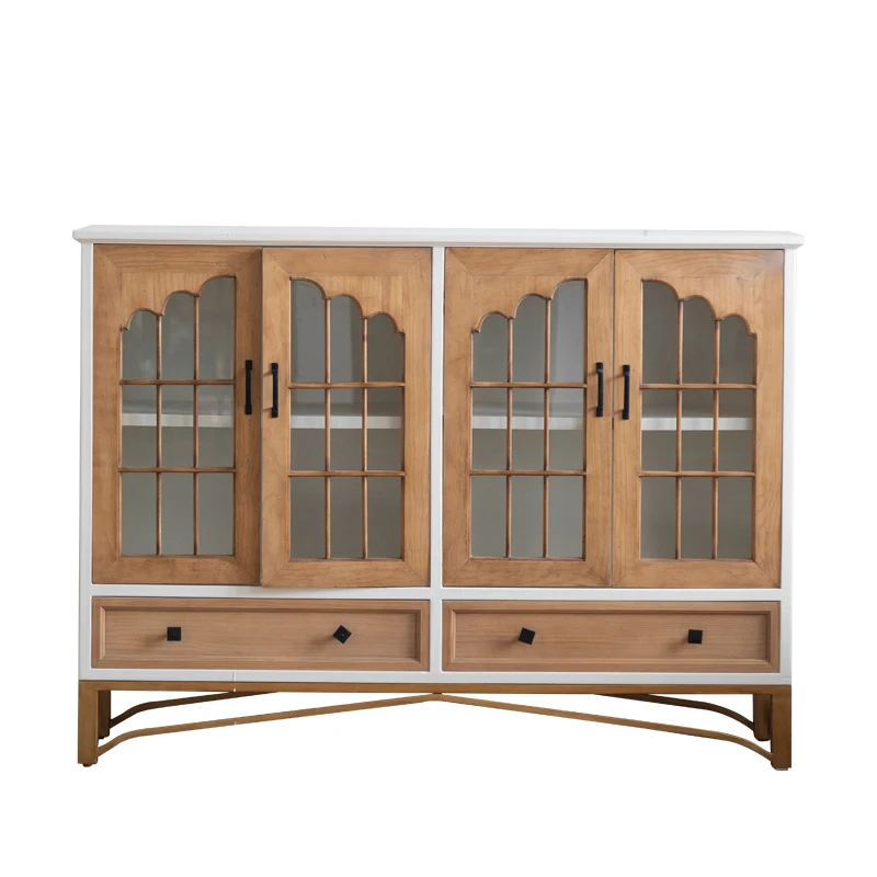 American-style household dining side cabinet with glass door, living room against the wall, wabi-sandy wind retro cabinet, multi
American-style household dining side cabinet with glass door, living room against the wall, wabi-sandy wind retro cabinet, multi