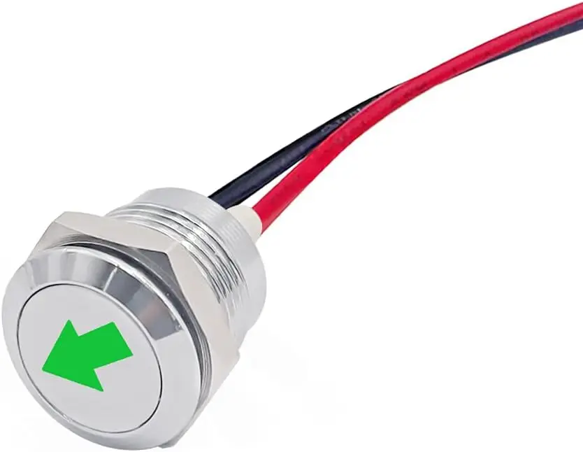 Зеленый светодиодный сигнальный индикатор, 12 мм, 12 В, металлический, с символом стрелки для приборной панели
Зеленый светодиодный сигнальный индикатор, 12 мм, 12 В, металлический, с символом стрелки для приборной панели