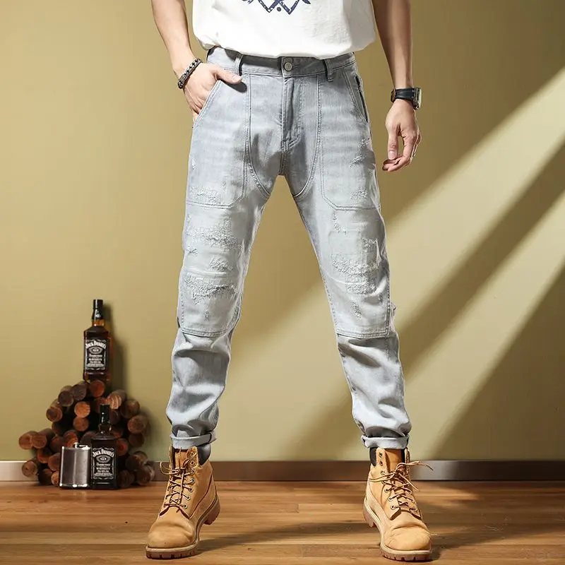 2023 Retro Splice ripped jeans New Spring Men's Jeans Youth Elastic Feet Jeans cargo jeans skinny jeans men men jeans
2023 Retro Splice ripped jeans New Spring Men's Jeans Youth Elastic Feet Jeans cargo jeans skinny jeans men men jeans