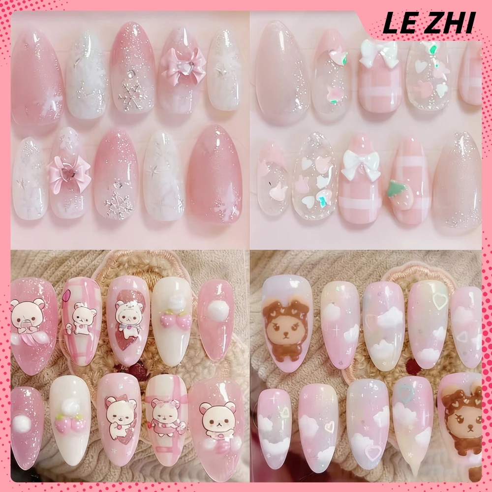 Kawaii Pink Cartoon Handmade False Nail Cute Rilakkuma Strawberry Cat Paw Bowknot Diamond Full Cover Nail
Kawaii Pink Cartoon Handmade False Nail Cute Rilakkuma Strawberry Cat Paw Bowknot Diamond Full Cover Nail