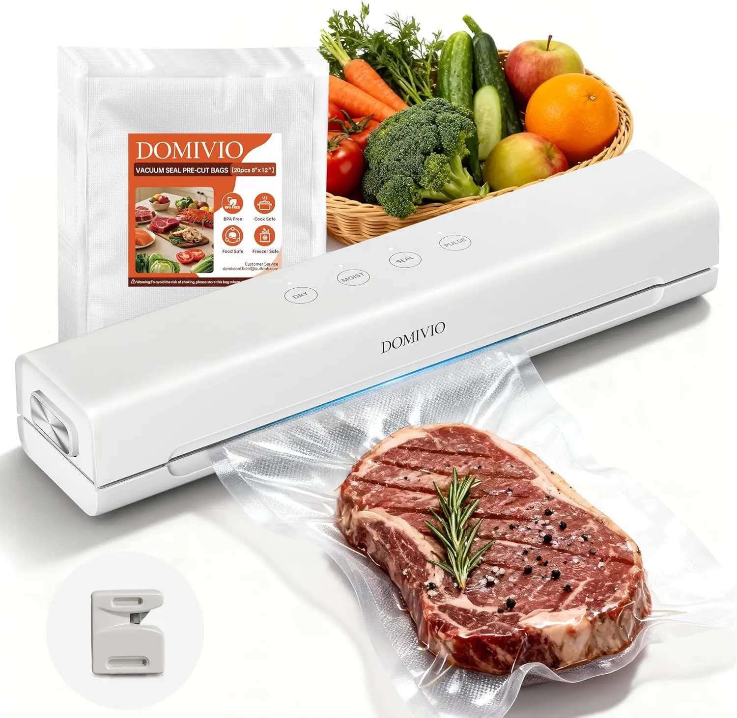 Vacuum Sealer Machine 4-in-1 with 20 Bags, Dry & Wet Modes, Quick Sealing for Food Freshness, Compact Kitchen Design
Vacuum Sealer Machine 4-in-1 with 20 Bags, Dry & Wet Modes, Quick Sealing for Food Freshness, Compact Kitchen Design