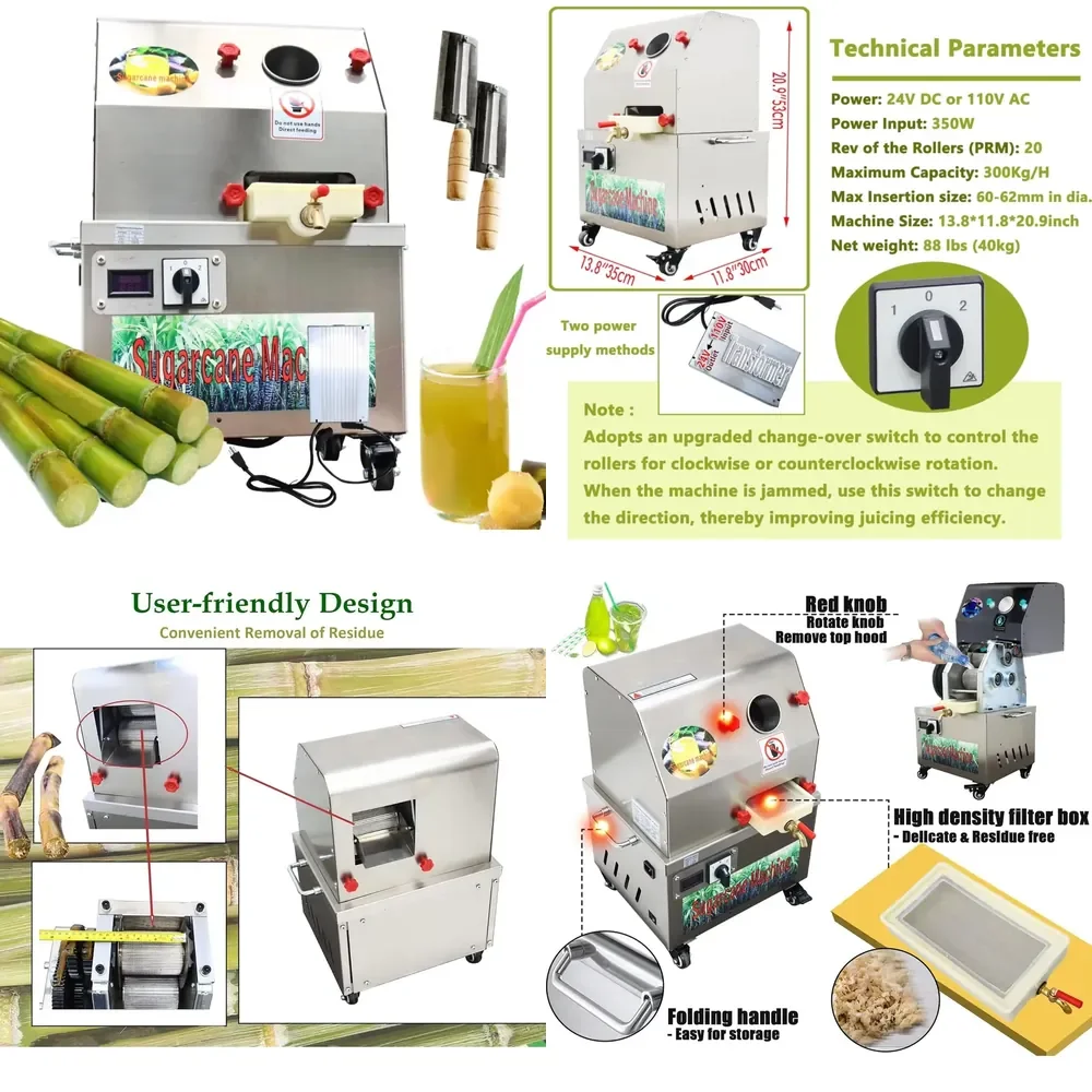 Durable 300kg/h Electric Stainless Steel Commercial Sugarcane Juice Extractor Machine for Restaurant Use New
Durable 300kg/h Electric Stainless Steel Commercial Sugarcane Juice Extractor Machine for Restaurant Use New