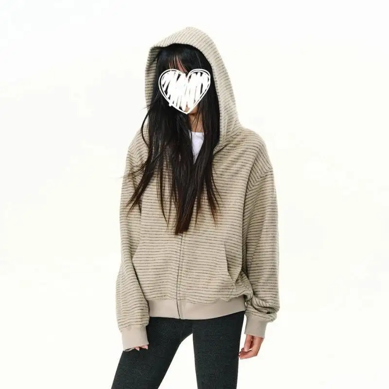 Кардиган с капюшоном в полоску в корейском стиле, женская толстовка с капюшоном, весна-осень, новая модель, свободное пальто в эфирном ленивом стиле для отдыха, элегантное пальто в полоску
Кардиган с капюшоном в полоску в корейском стиле, женская толстовка с капюшоном, весна-осень, новая модель, свободное пальто в эфирном ленивом стиле для отдыха, элегантное пальто в полоску