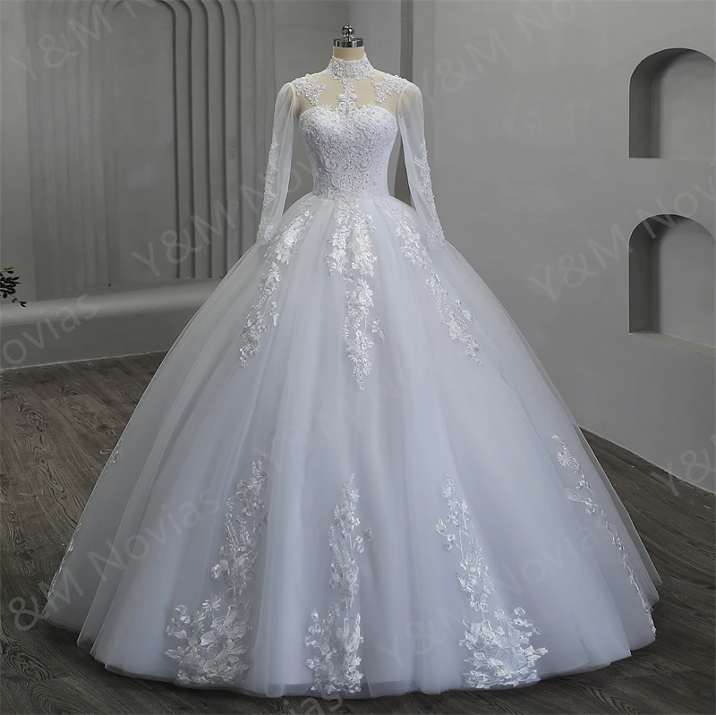 Y&M Elegant Luxury Pearls High Neck Wedding Dress 2023 Vintage Plus Size White Iovry Ball Gown Vestido De Noiva Real Photo
Y&M Elegant Luxury Pearls High Neck Wedding Dress 2023 Vintage Plus Size White Iovry Ball Gown Vestido De Noiva Real Photo