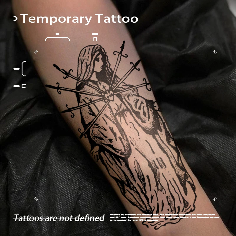 Herbal Juice Temporary Tattoo Stickers Waterproof Our Lady of Sorrows Fake Tattoo Art for Arm Religious Tattoo for Men Women
Herbal Juice Temporary Tattoo Stickers Waterproof Our Lady of Sorrows Fake Tattoo Art for Arm Religious Tattoo for Men Women